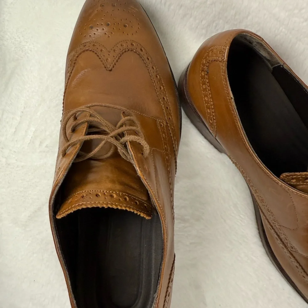 Cole Haan Men’s Wingtip Oxford Dress Shoes Grand.OS Tan Leather Size 10.5